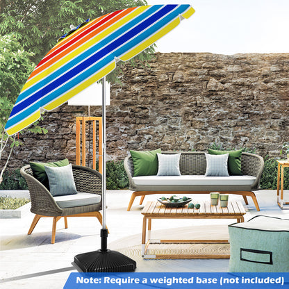198cm Beach Umbrella with Sand Anchor UPF50+ and Carry Bag-Multicolour