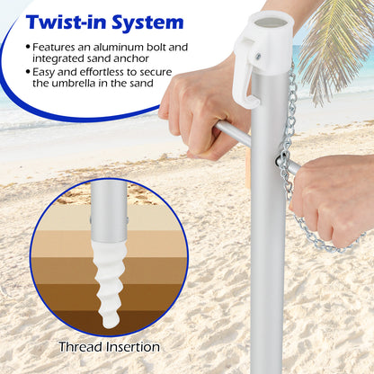 198cm Beach Umbrella with Sand Anchor UPF50+ and Carry Bag-Multicolour