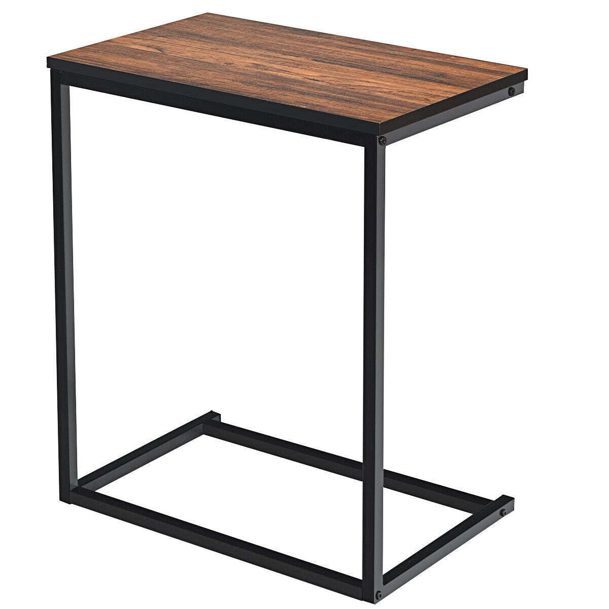 Costway Industrial Styled C Shaped Side, End Table-Brown