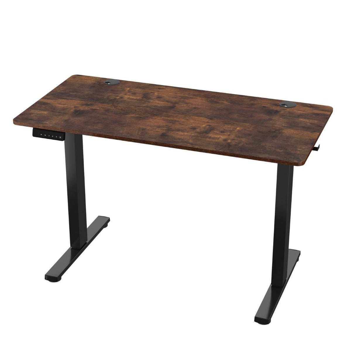Electric Standing Desk with 3 Memory Height Settings and 2 Hanging Hook-Brown