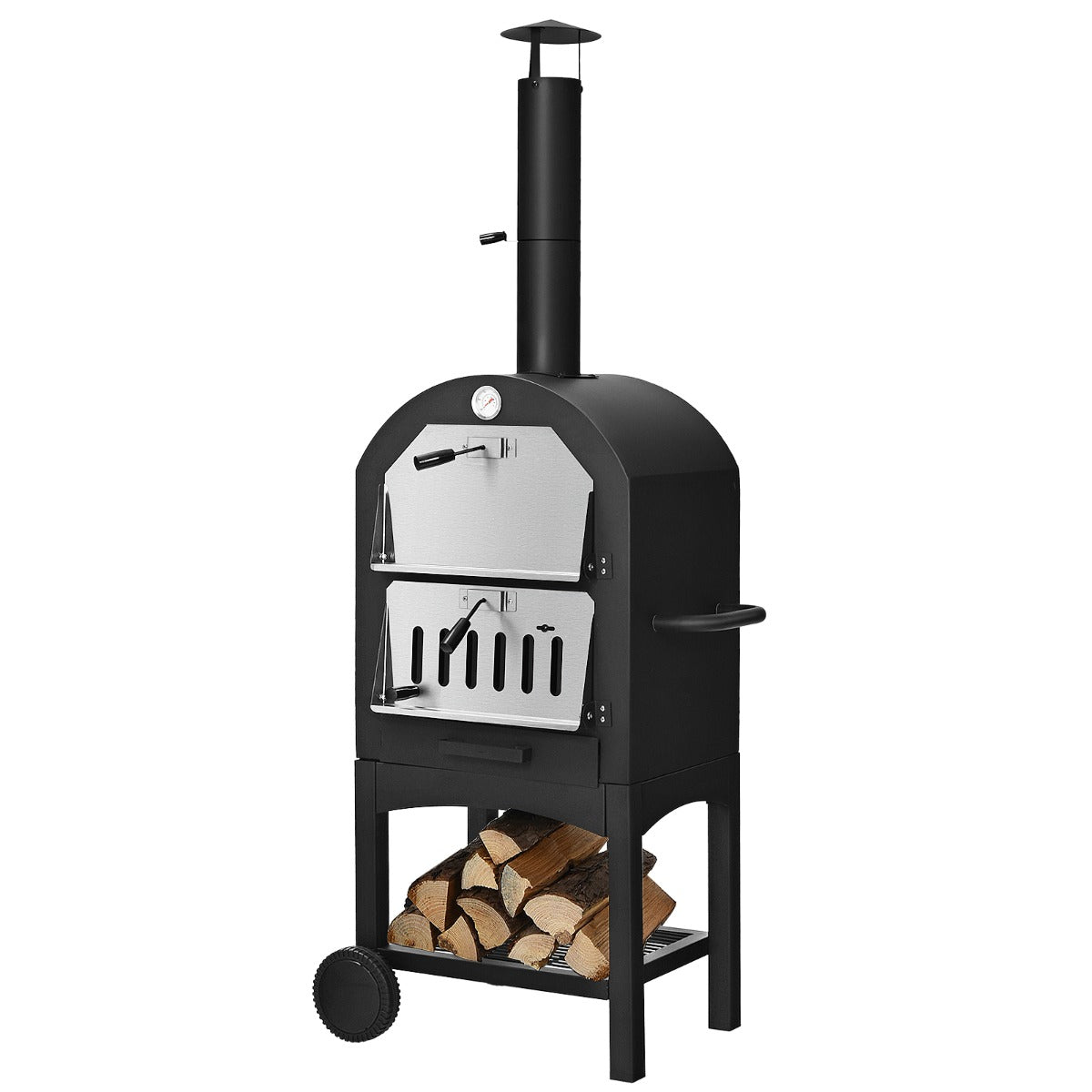 3-in-1 Pizza Oven Wood Fired Portable Outdoor BBQ Grill Smoker Pizza Maker