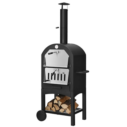 3-in-1 Pizza Oven Wood Fired Portable Outdoor BBQ Grill Smoker Pizza Maker