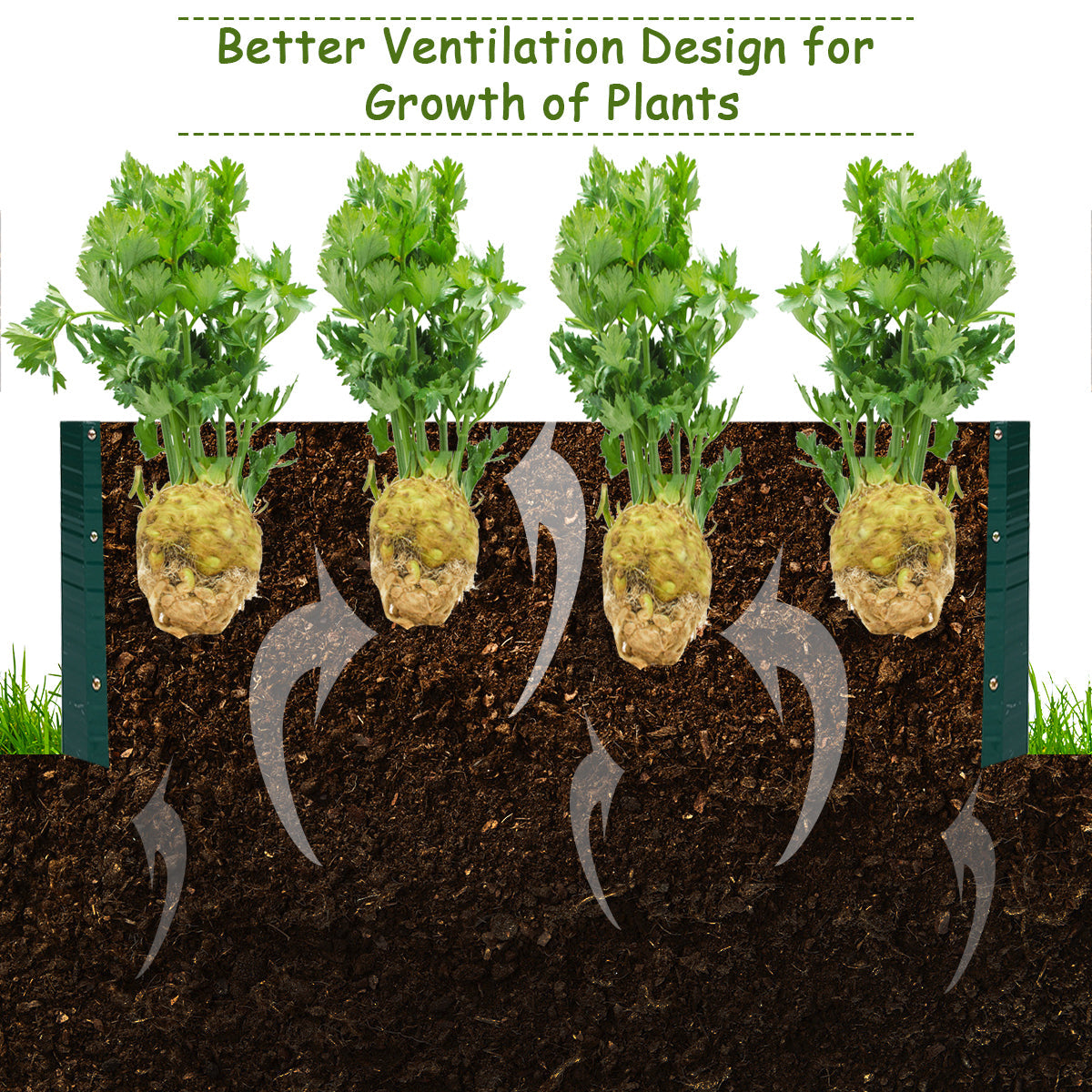 Elevated metal garden bed helps keep weeds away while improving drainage and root development