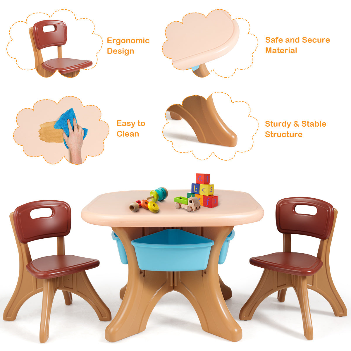 Strong PE table and chairs support active play while allowing parents to join children's activities