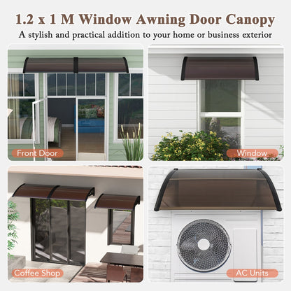 122 x 99 cm Window Door Awning Canopy with Sun Rain Snow Protection-Coffee
