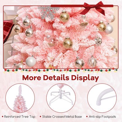 1.5/1.8M Pink Slim Christmas Tree with Thick Snow Flocking and 328/460 Tips
