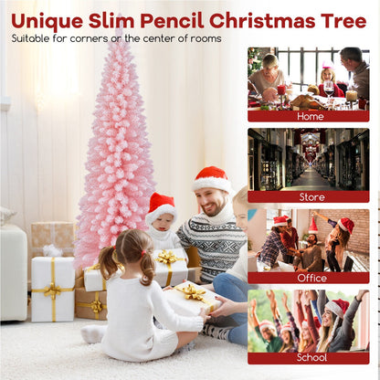 1.5/1.8M Pink Slim Christmas Tree with Thick Snow Flocking and 328/460 Tips
