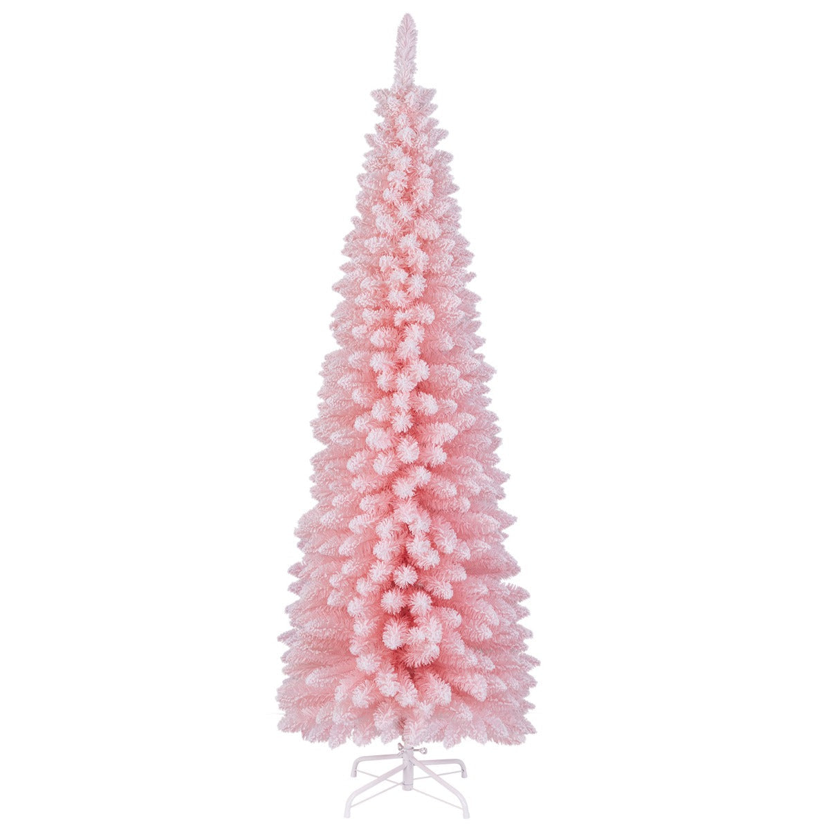 1.5/1.8M Pink Slim Christmas Tree with Thick Snow Flocking and 328/460 Tips