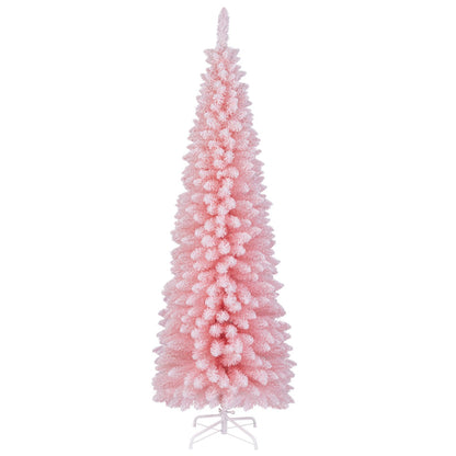 1.5/1.8M Pink Slim Christmas Tree with Thick Snow Flocking and 328/460 Tips
