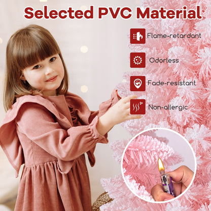 1.5/1.8M Pink Slim Christmas Tree with Thick Snow Flocking and 328/460 Tips