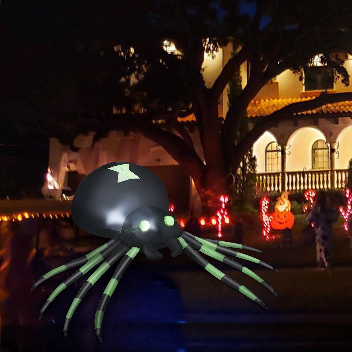 1.8M LED-Lit Halloween Inflatable Spider for Indoor/Outdoor Decor