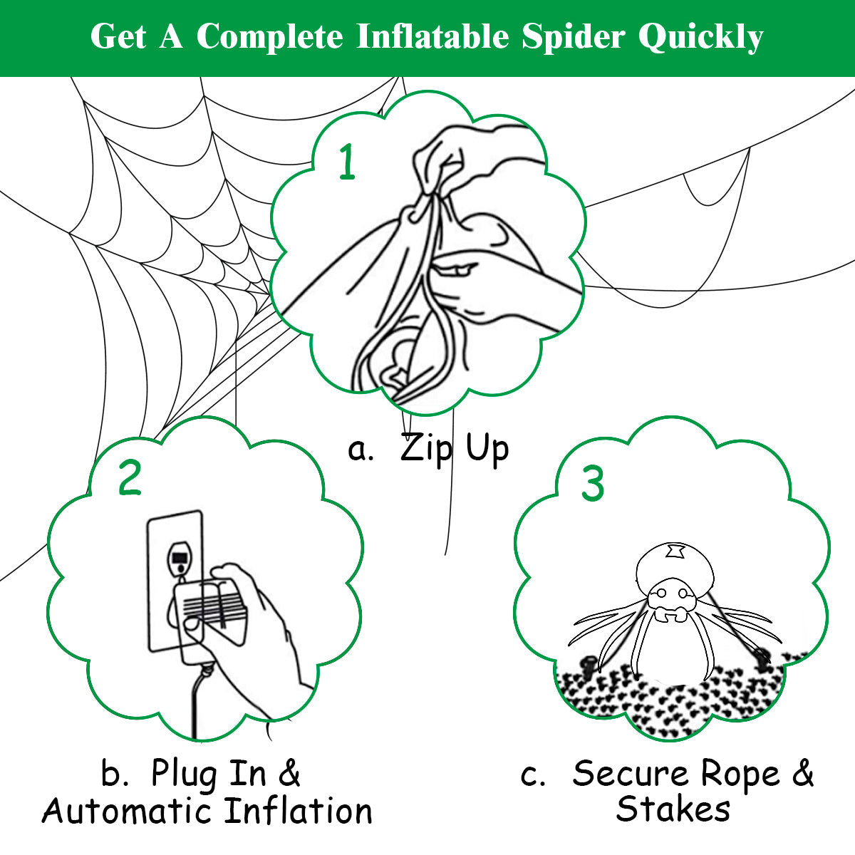 1.8M LED-Lit Halloween Inflatable Spider for Indoor/Outdoor Decor