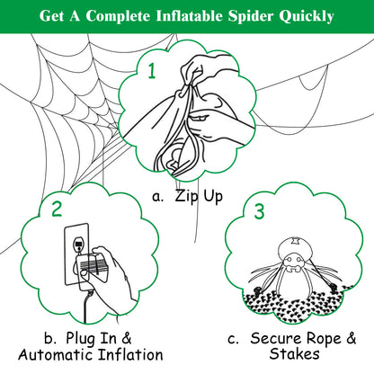 1.8M LED-Lit Halloween Inflatable Spider for Indoor/Outdoor Decor