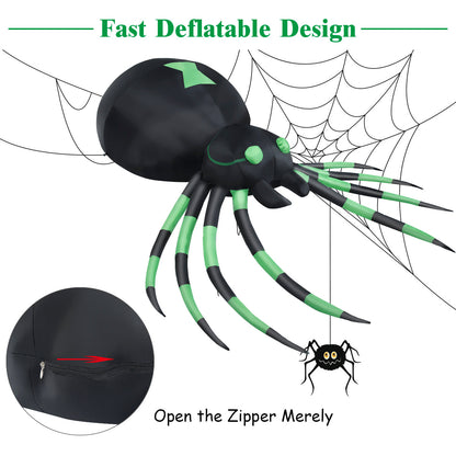 1.8M LED-Lit Halloween Inflatable Spider for Indoor/Outdoor Decor