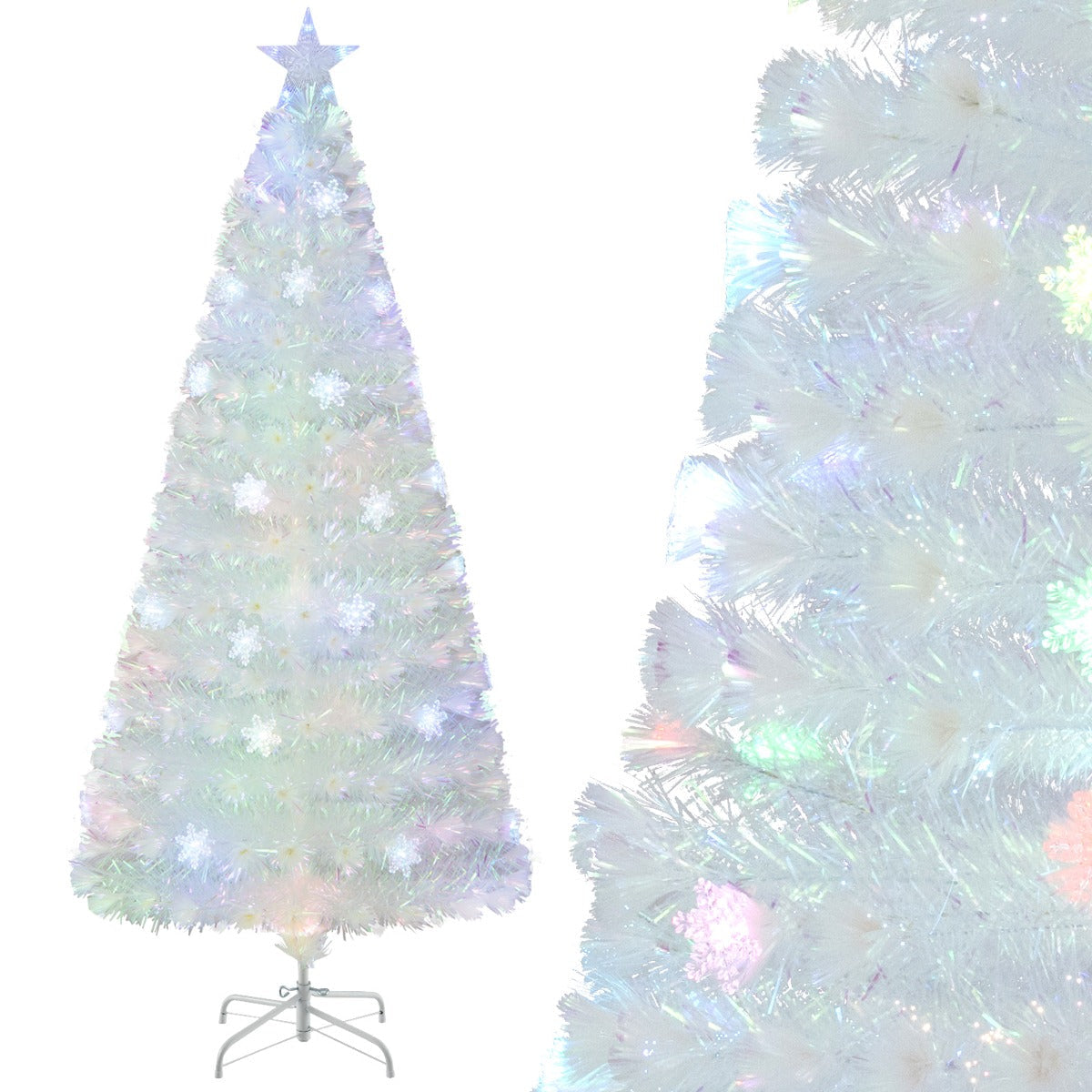 1.8M Fiber Optic Christmas Tree with Lights and Iridescent Leaves