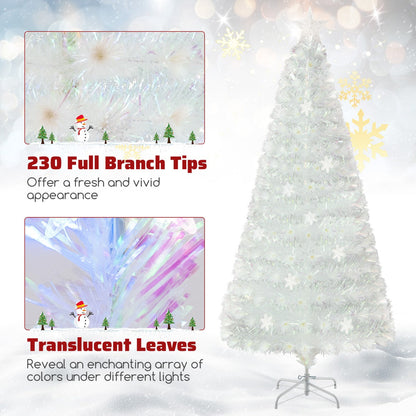 1.8M Fiber Optic Christmas Tree with Lights and Iridescent Leaves