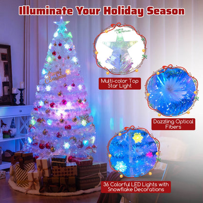 1.8M Fiber Optic Christmas Tree with Lights and Iridescent Leaves
