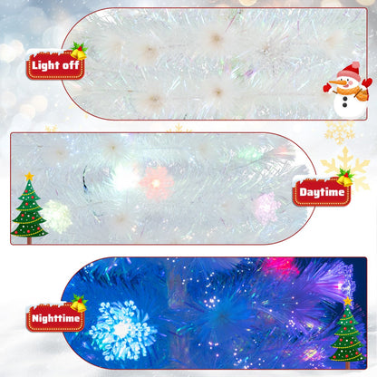 1.8M Fiber Optic Christmas Tree with Lights and Iridescent Leaves