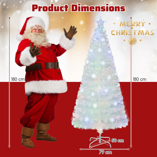 1.8M Fiber Optic Christmas Tree with Lights and Iridescent Leaves