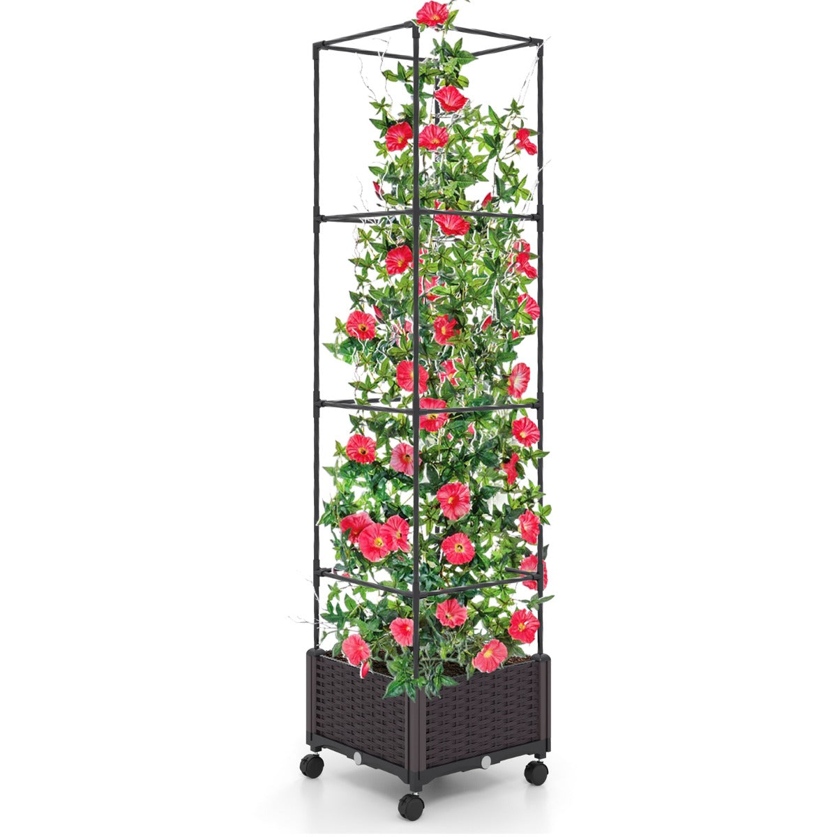 Costway 1.7M Raised Garden Bed with Planter Box and Trellis with Adjustable Height