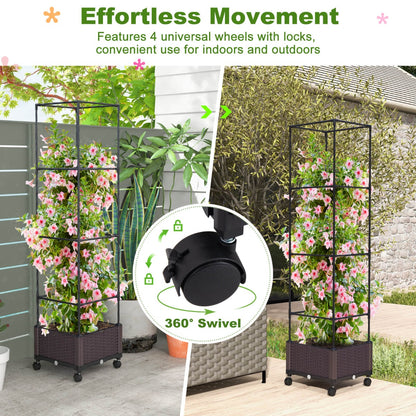 Costway 1.7M Raised Garden Bed with Planter Box and Trellis with Adjustable Height