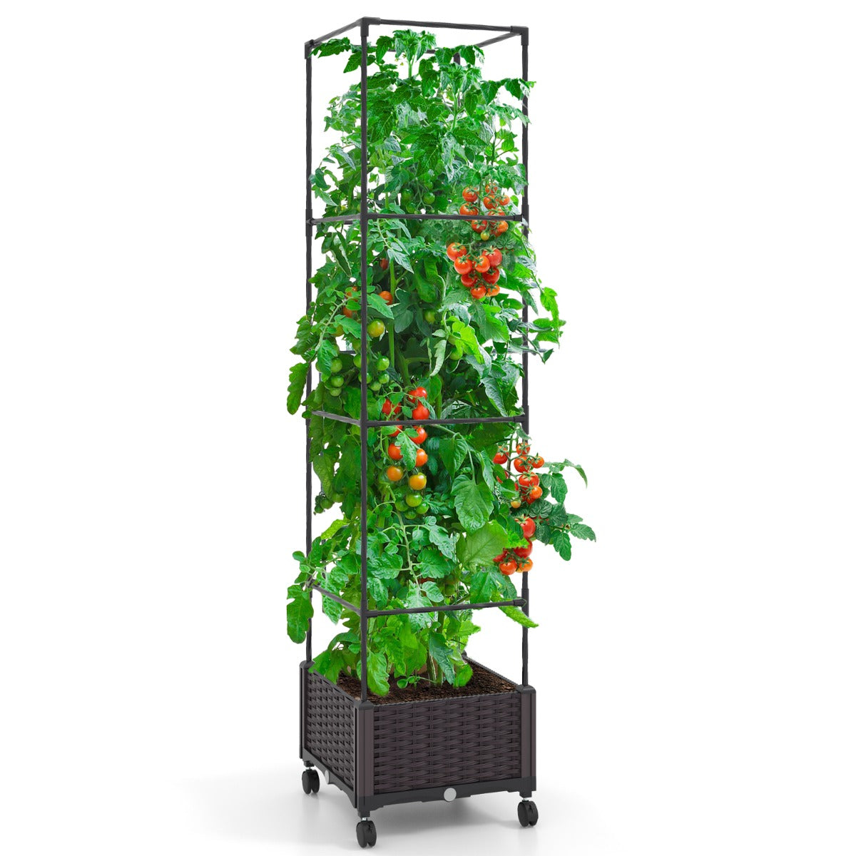 Costway 1.7M Raised Garden Bed with Planter Box and Trellis with Adjustable Height