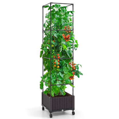 Costway 1.7M Raised Garden Bed with Planter Box and Trellis with Adjustable Height