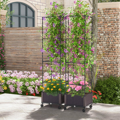Costway 1.7M Raised Garden Bed with Planter Box and Trellis with Adjustable Height