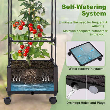 Costway 1.7M Raised Garden Bed with Planter Box and Trellis with Adjustable Height