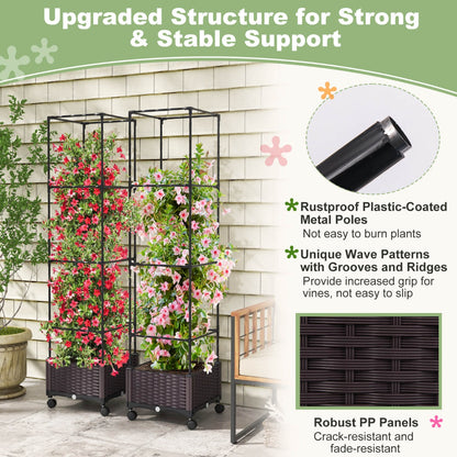 Costway 1.7M Raised Garden Bed with Planter Box and Trellis with Adjustable Height