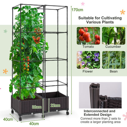 Costway 1.7M Raised Garden Bed with Planter Box and Trellis with Adjustable Height