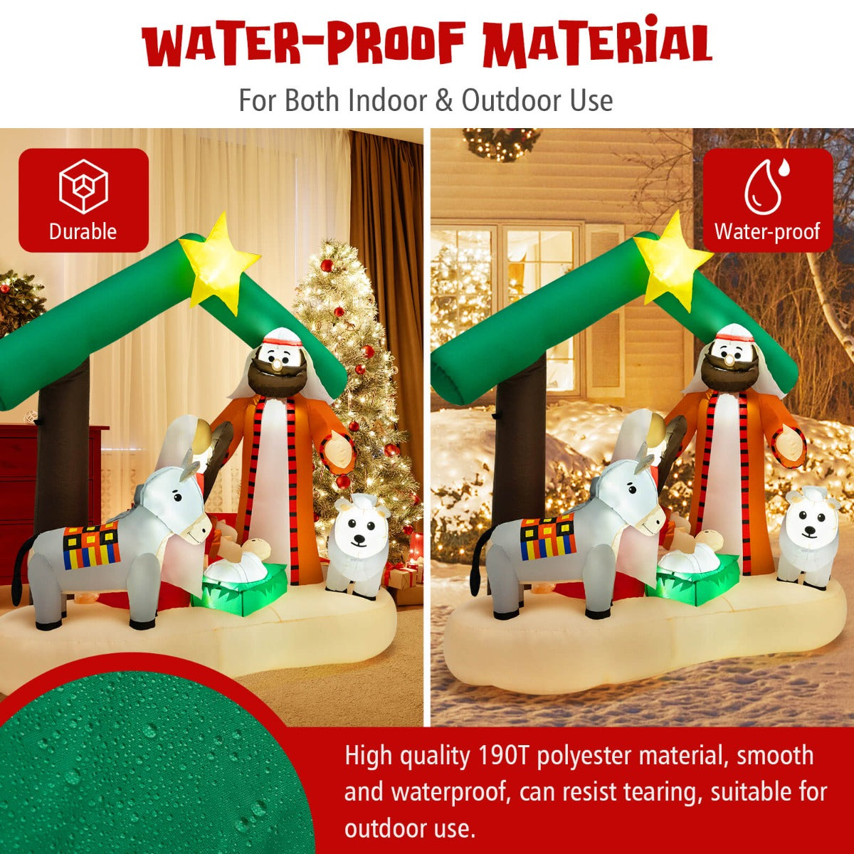 1.8 m Christmas Nativity Inflatable with LED Lights & Air Blower for Outdoors