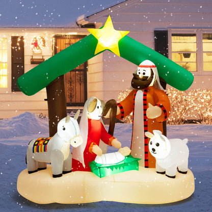 1.8 m Christmas Nativity Inflatable with LED Lights & Air Blower for Outdoors
