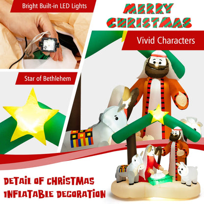 1.8 m Christmas Nativity Inflatable with LED Lights & Air Blower for Outdoors