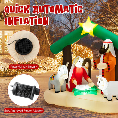 1.8 m Christmas Nativity Inflatable with LED Lights & Air Blower for Outdoors