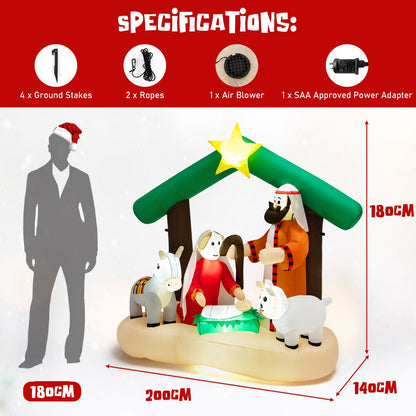 1.8 m Christmas Nativity Inflatable with LED Lights & Air Blower for Outdoors