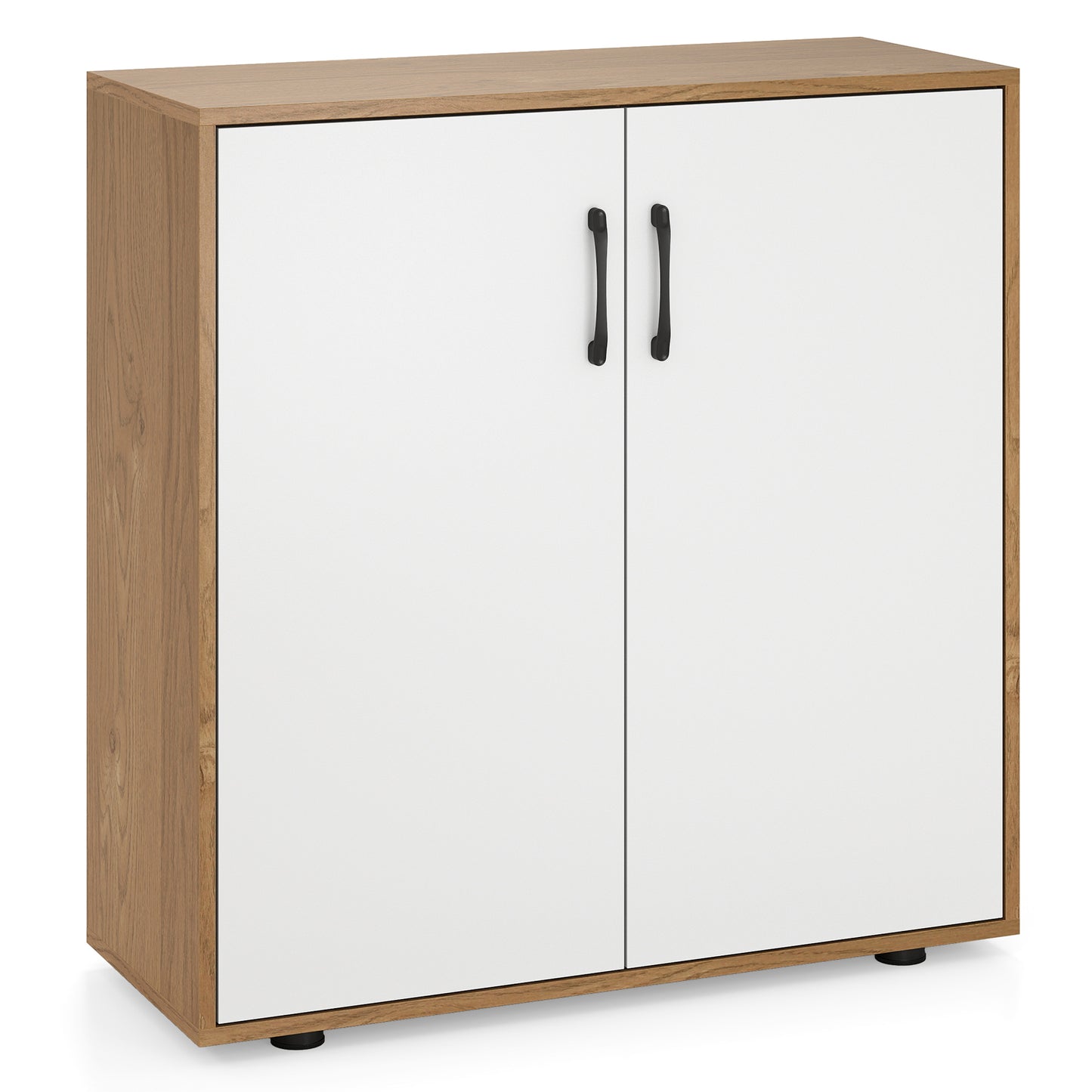 2-Door Storage Cabinet with 5-Postition Adjustable Shelf for Entryway-Natural