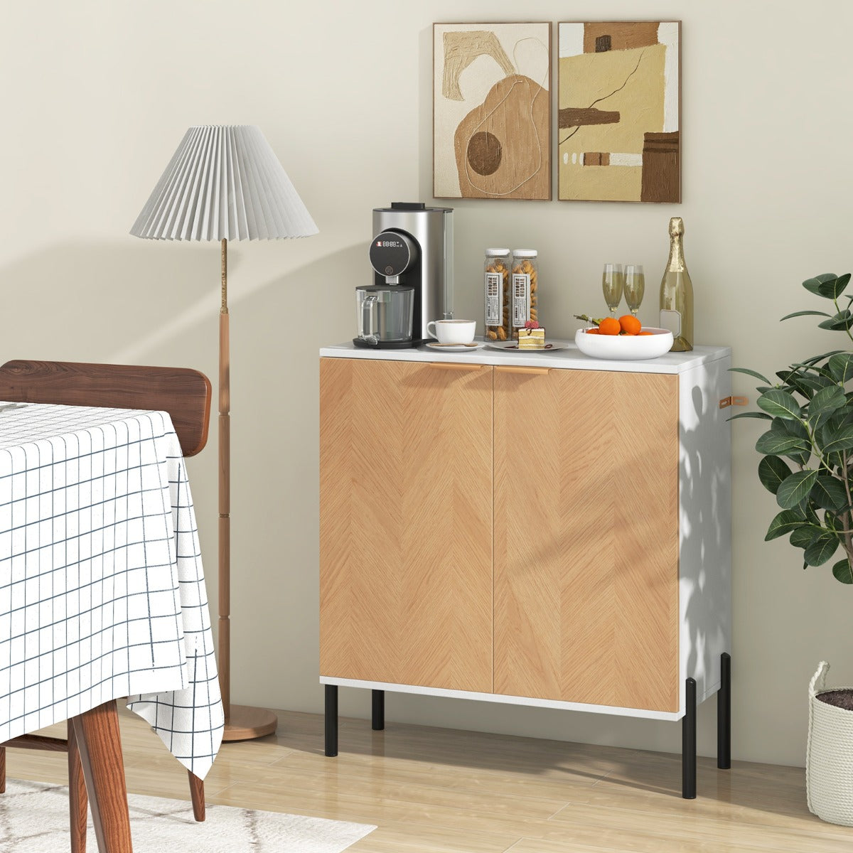 Anti-tipping sideboard cabinet designed to provide safer, more secure household storage