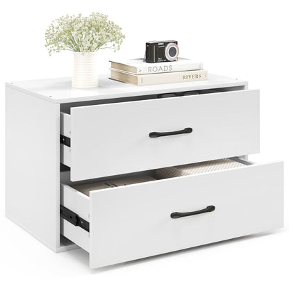 2-Drawer Stackable Storage Organizer with Anti-Topping Kits-White