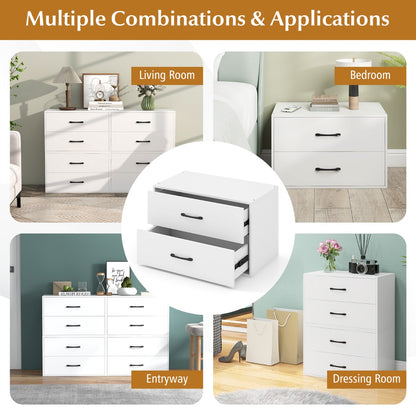 2-Drawer Stackable Storage Organizer with Anti-Topping Kits-White