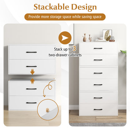 2-Drawer Stackable Storage Organizer with Anti-Topping Kits-White