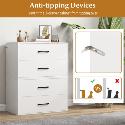 2-Drawer Stackable Storage Organizer with Anti-Topping Kits-White