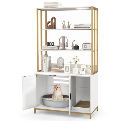 154 cm Large 2-in-1 Cat Litter Box Enclosure with Storage-White