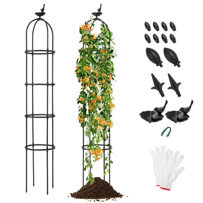 Costway 2-Pack 176cm Adjustable Height Garden Obelisk Trellis for Climbing Plants-Black