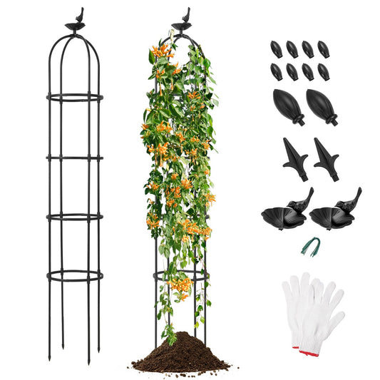 Costway 2-Pack 176cm Adjustable Height Garden Obelisk Trellis for Climbing Plants-Black
