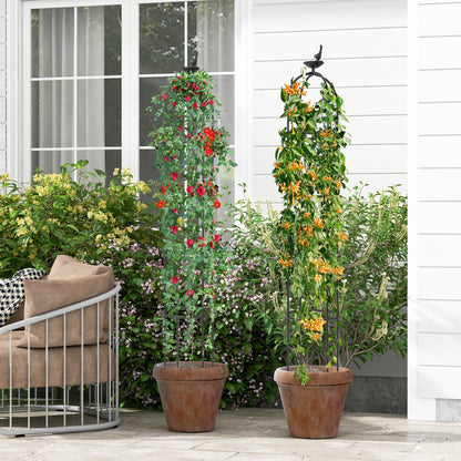Costway 2-Pack 176cm Adjustable Height Garden Obelisk Trellis for Climbing Plants-Black