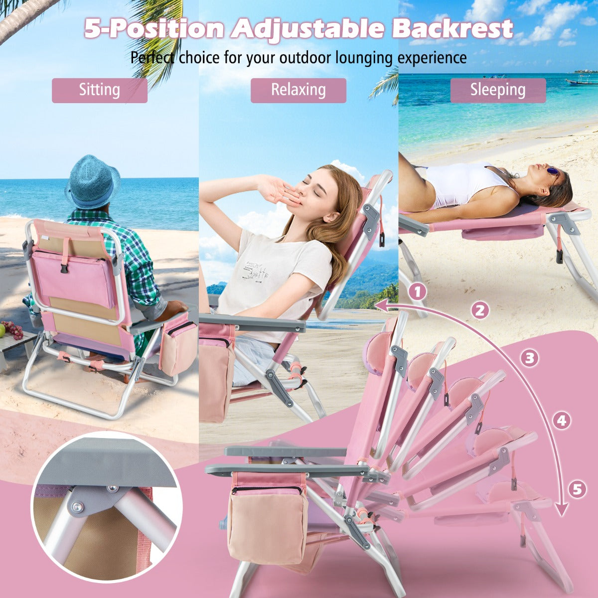 Lightweight aluminum frame supports up to 136 kilograms per chair for reliable outdoor seating