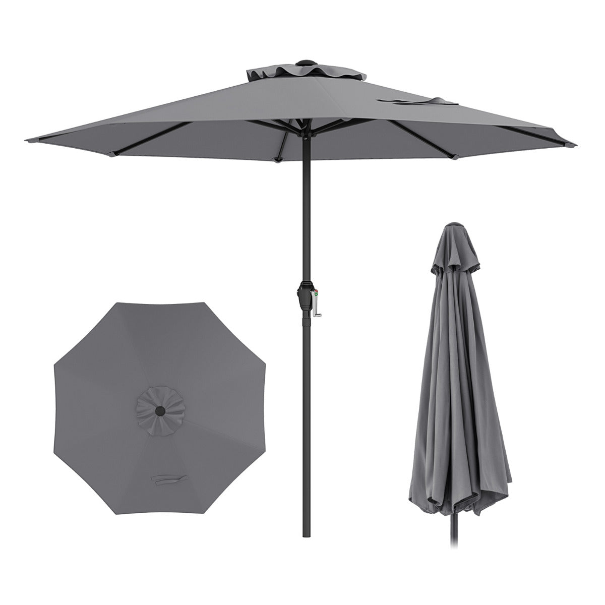 2.6M Patio Umbrella Outdoor Heavy Duty Market Umbrella-Grey
