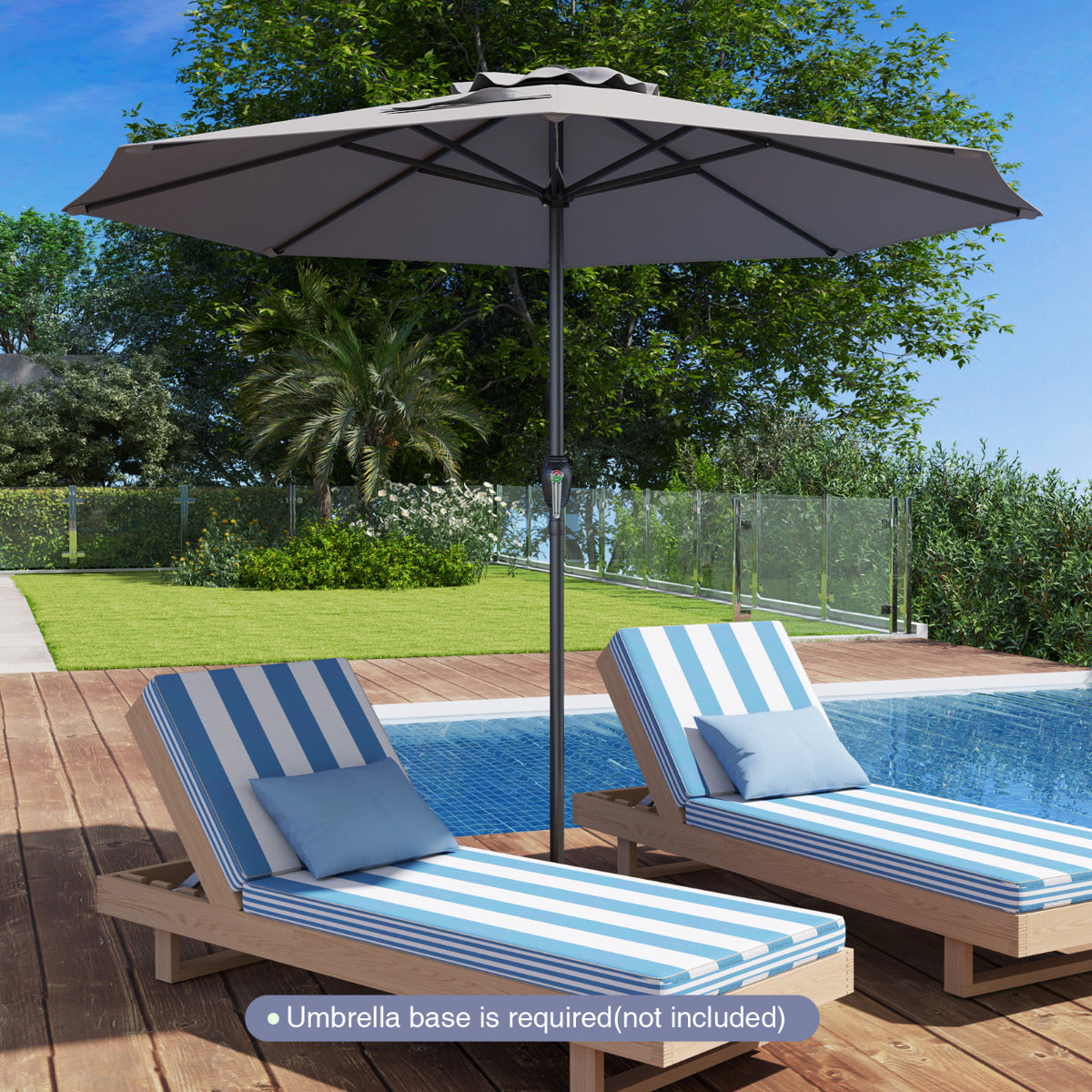 2.6M Patio Umbrella Outdoor Heavy Duty Market Umbrella-Grey