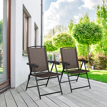 High-back folding chair with ergonomic armrests provides comfortable support during outdoor use